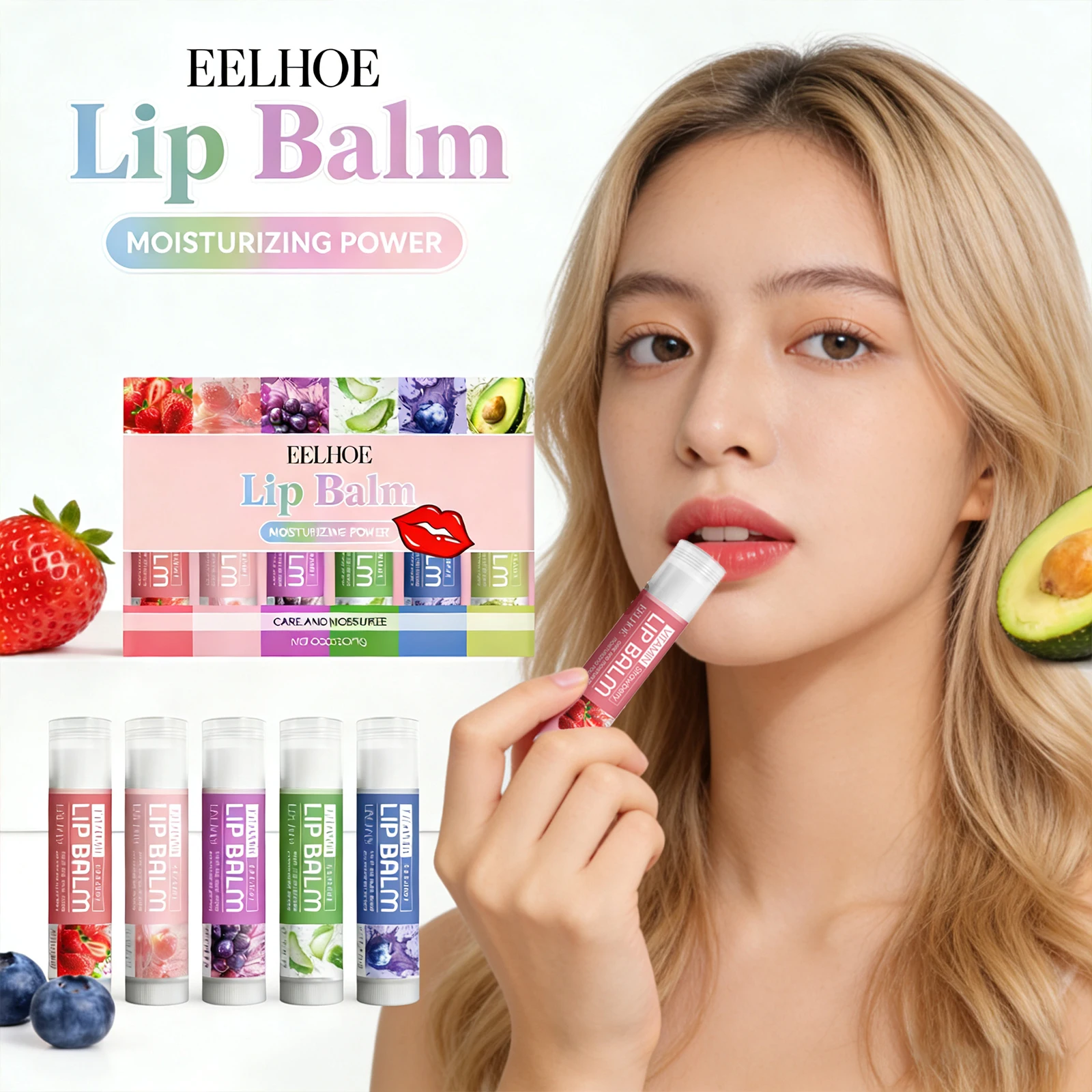 Set de Bálsamos Labiales Hidratantes, Nutren, Eliminan la Piel Muerta de los Labios, Mejoran los Labios Secos y Ásperos, Textura Ligera, Suavizantes, Cuidado Diario