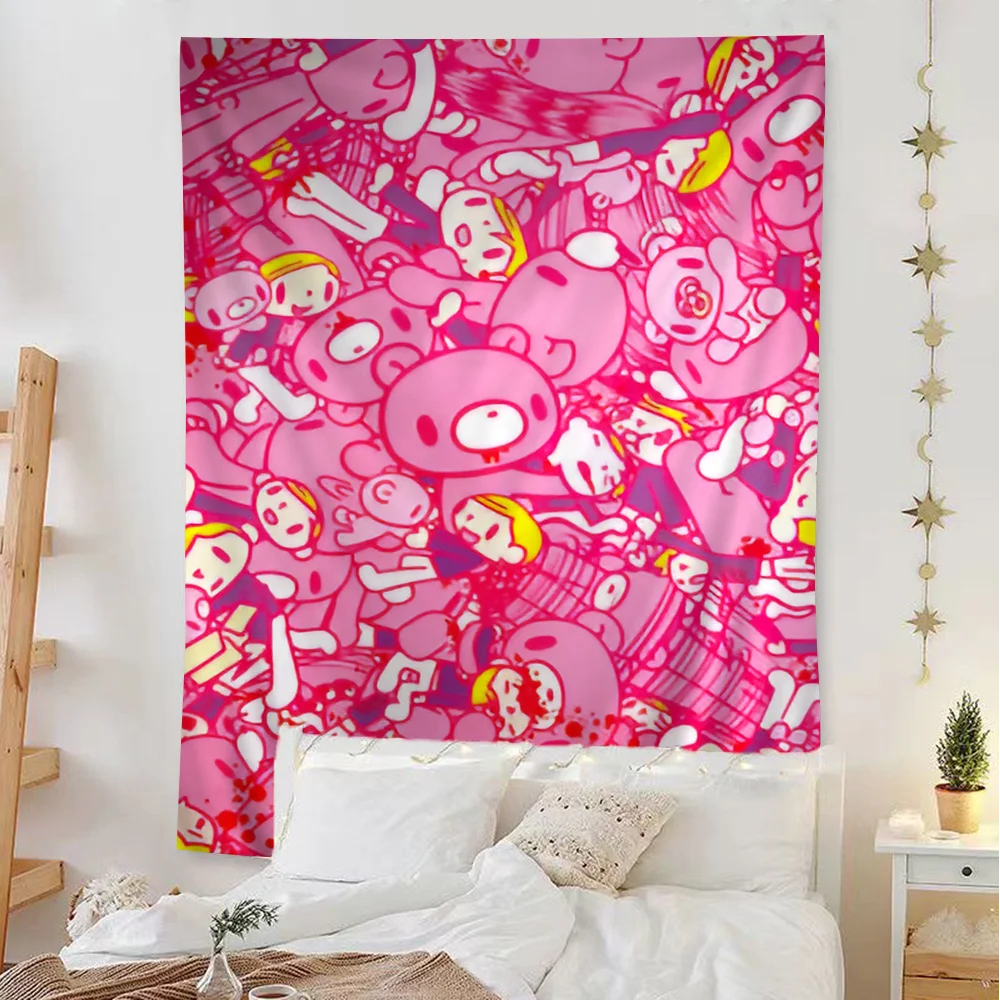 Cartoon G-gloomy Bear Printed Large Wall Tapestry Indian Buddha Wall Decoration Witchcraft Bohemian Hippie Decor Blanket