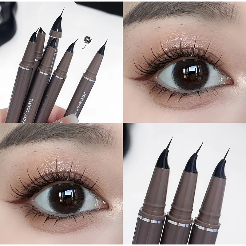 Lápis delineador líquido impermeável, Silkworm Eyeliner Pen Matte, Brown duradouro, forro de olho de secagem rápida, 1Pc, venda quente