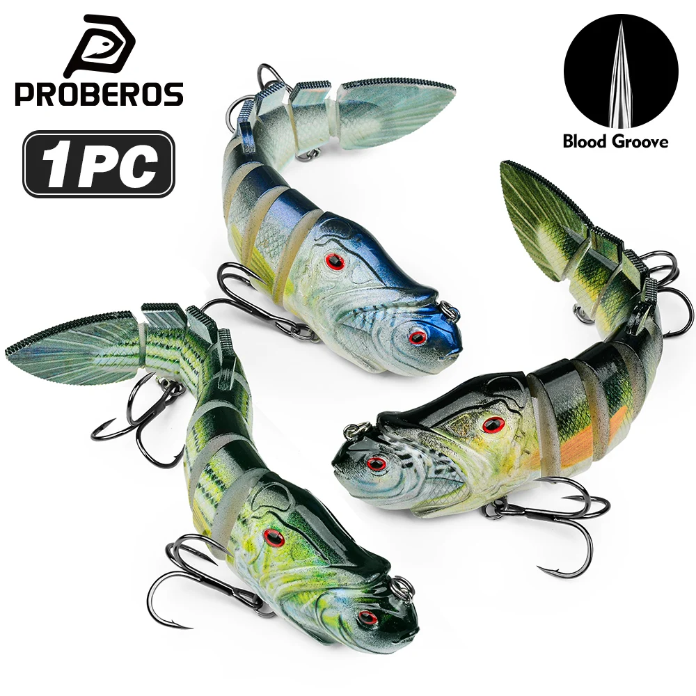 PROBEROS 1 Stück Angelköder für Barsch 5,12/6,57 Zoll Mehrteiliger Swimbait, Langsam Sinkender Segmentierter Barsch-Angelköder