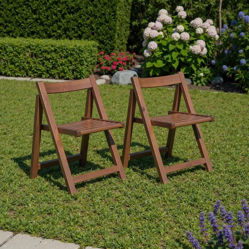 for ZDY001 Solid Wood 4-Piece Folding Dining Chairs Set Foldable Space-Saving Portable Indoor Outdoor Kitchen Lawn Patio