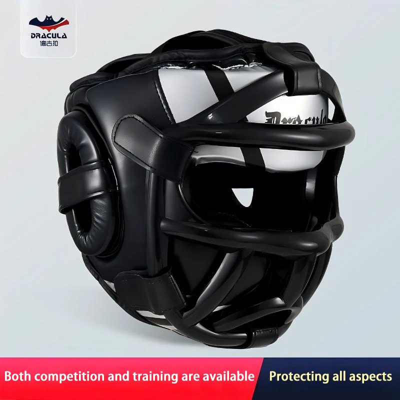 Boxing Helmet Face Mask, Sanda Head Guard for Adults and Children, Combat, Muay Thai, Taekwondo Training Closed Face Headgear