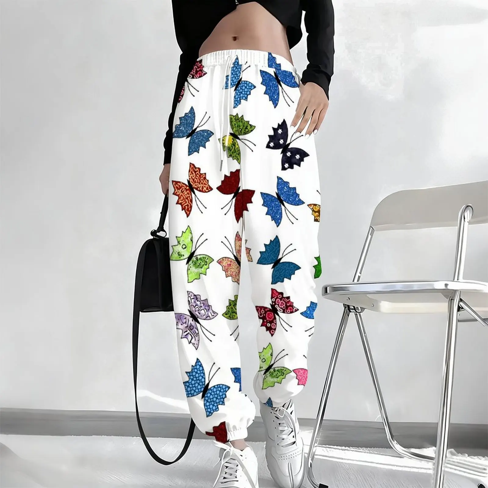 Fashion Casual Pants Vintage Elegant Joggers Women's Drawstring Pants Winter Printed Sport Pants Autumn Trousers