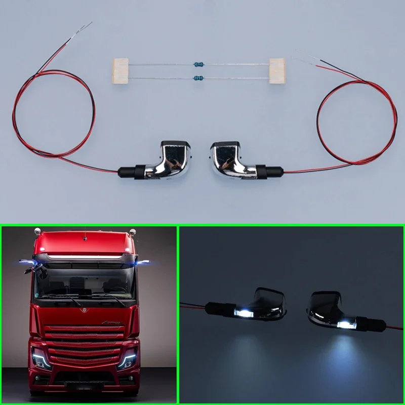 

LED 3v Electronic Rearview Mirror Upgrade Parts for 1/14 Tamiya RC Truck Car BENZ ACRTOS AROCS 3363 1851 Diy Parts Toys