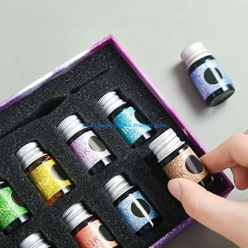 U2JE Handmade Gradient Glass Dip Pen Set with 12 Inks for Artists Painters Teachers