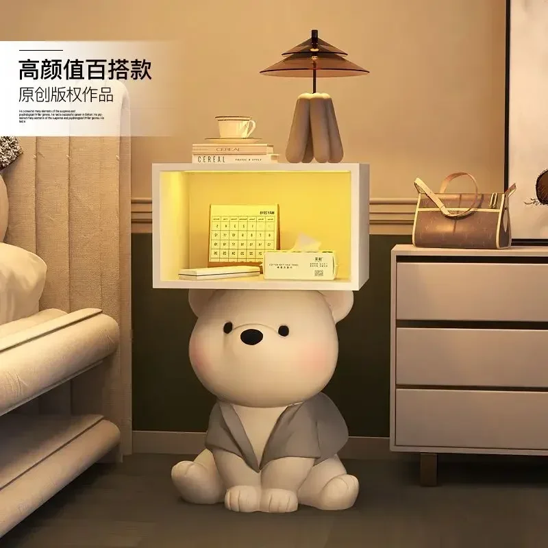 Mesita de noche con estatua de oso de dibujos animados para habitación de niños, armario de almacenamiento, muebles creativos para dormitorio, mesita de noche, accesorios para el hogar