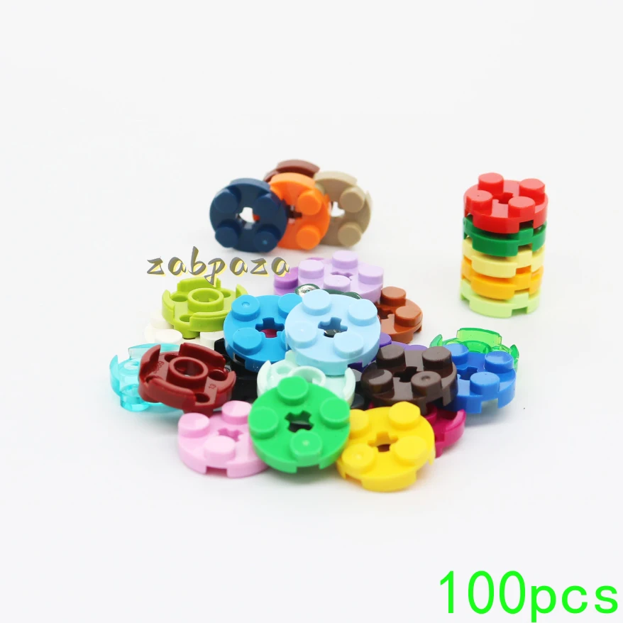 100PCS MOC 4032 Round 2x2 With Axle Hole Building Blocks Kit Plate Bricks Particle Puzzle Idea DIY Toys Children Birthday Gifts