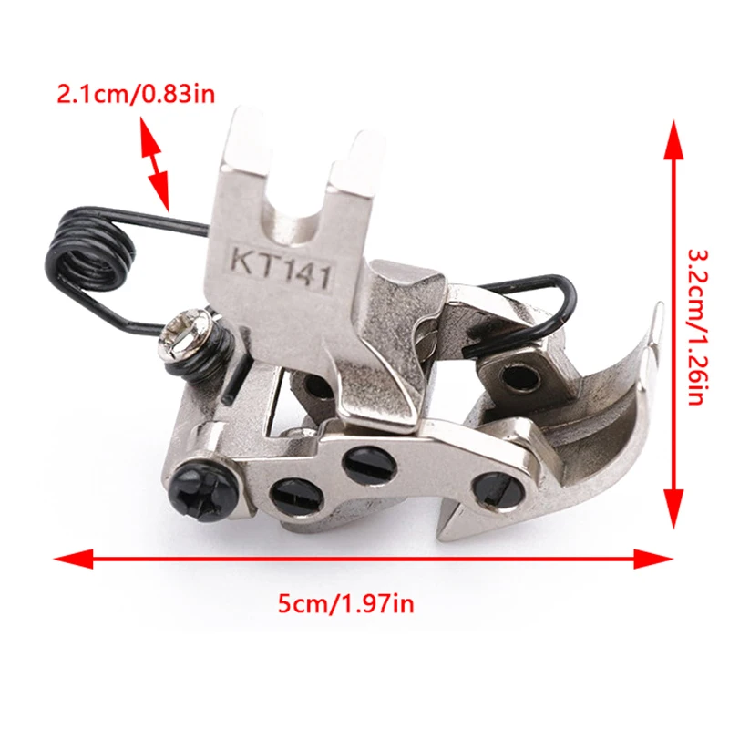 KT141-Pied de biche coule pour machine à coudre, industriel, plat, voiture, avant, arrière, optique inégale, tissu, accessoires, 1 pièce