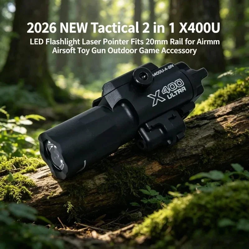 2026 New X400U Mini LED Light with Red Laser, 20mm Picatinny Rail Mount Tactical Parts Fits 20mm Toy Blaster