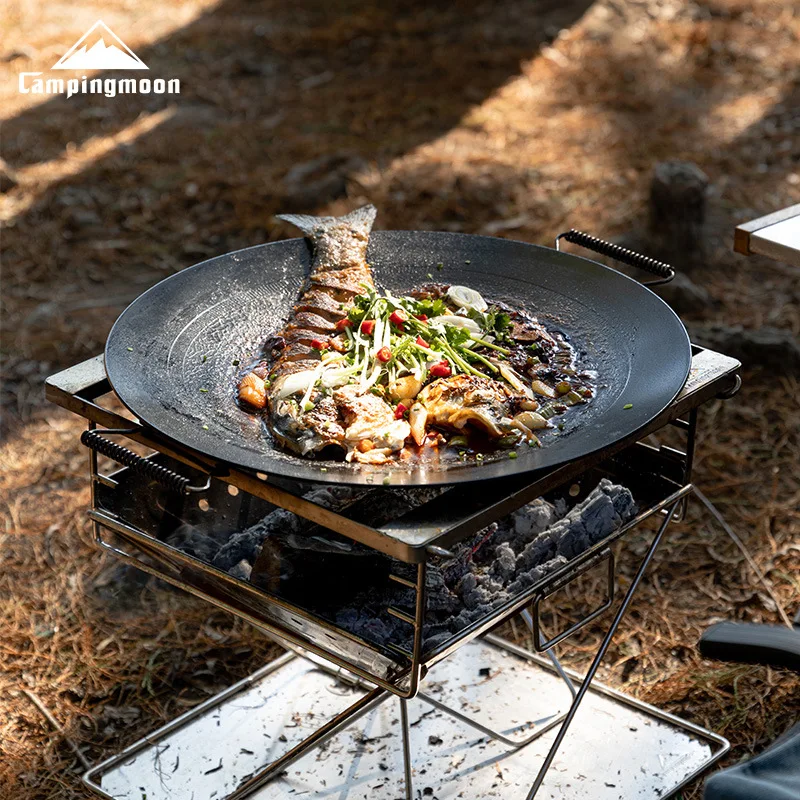 CAMPINGMOON GRW-45F dreischichtiges Antihaft-Backblech aus Stahl, große Bratpfanne, faltbare Grillplatte für die Küche