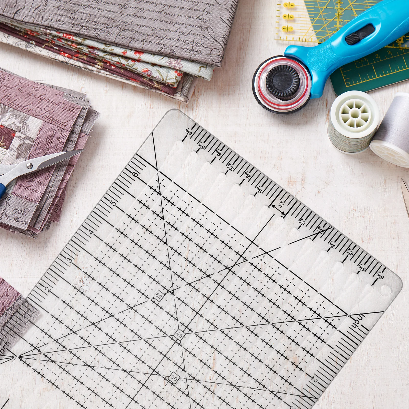 Quilting Patchwork Ruler Fabric Precise Cutting 6 x 6 inch Acrylic Quilt Strip Sewing Ruler DIY Crafts Tailor Sewing Tools