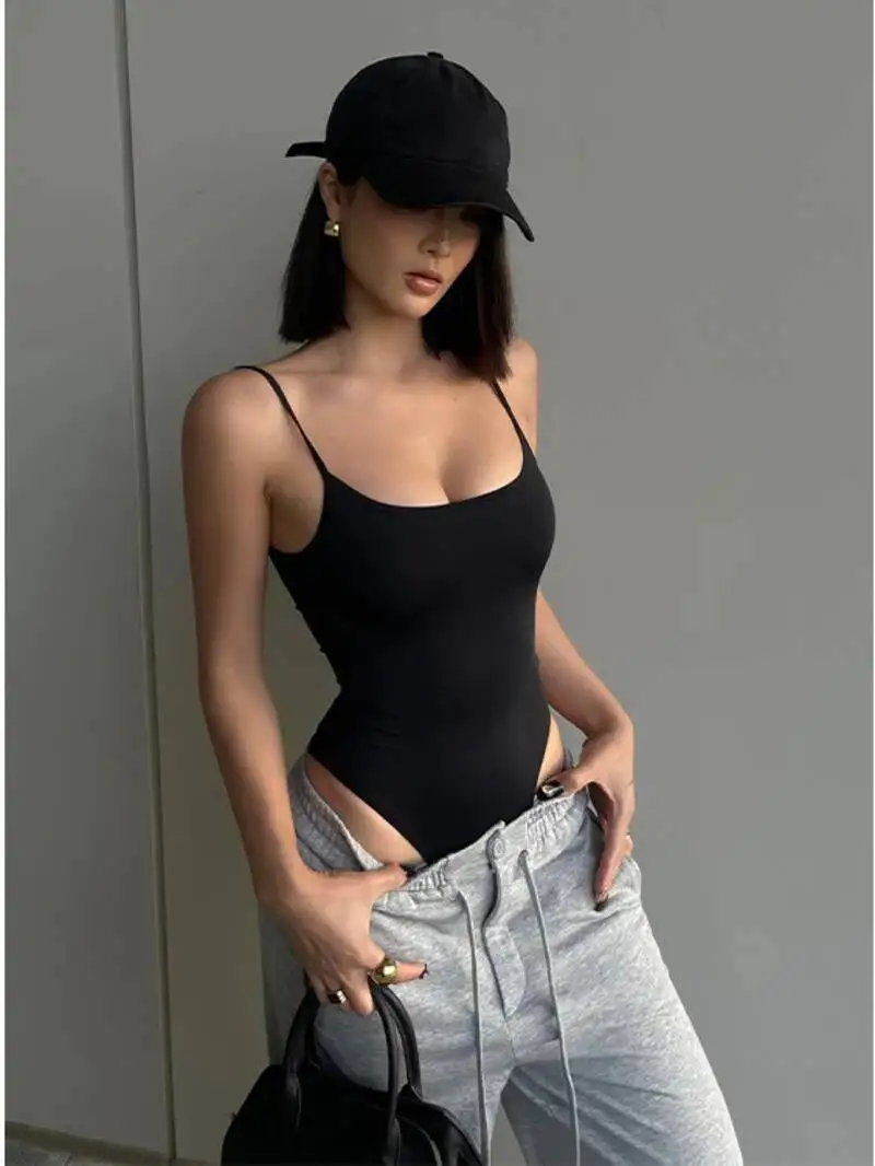WOMENGAGA Sexy Spicy Girl One Piece Slim Top Tank Top For Women's Spring New Slim Body Suits Fashion Sexy Korean Women W73E