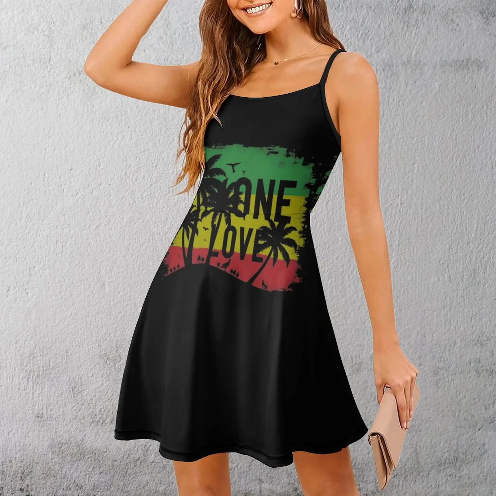 

Сексуальное женское платье The Dress Rasta One Love Palm Trees Женское платье на бретельках с забавной графикой Клубы Юмор Графика