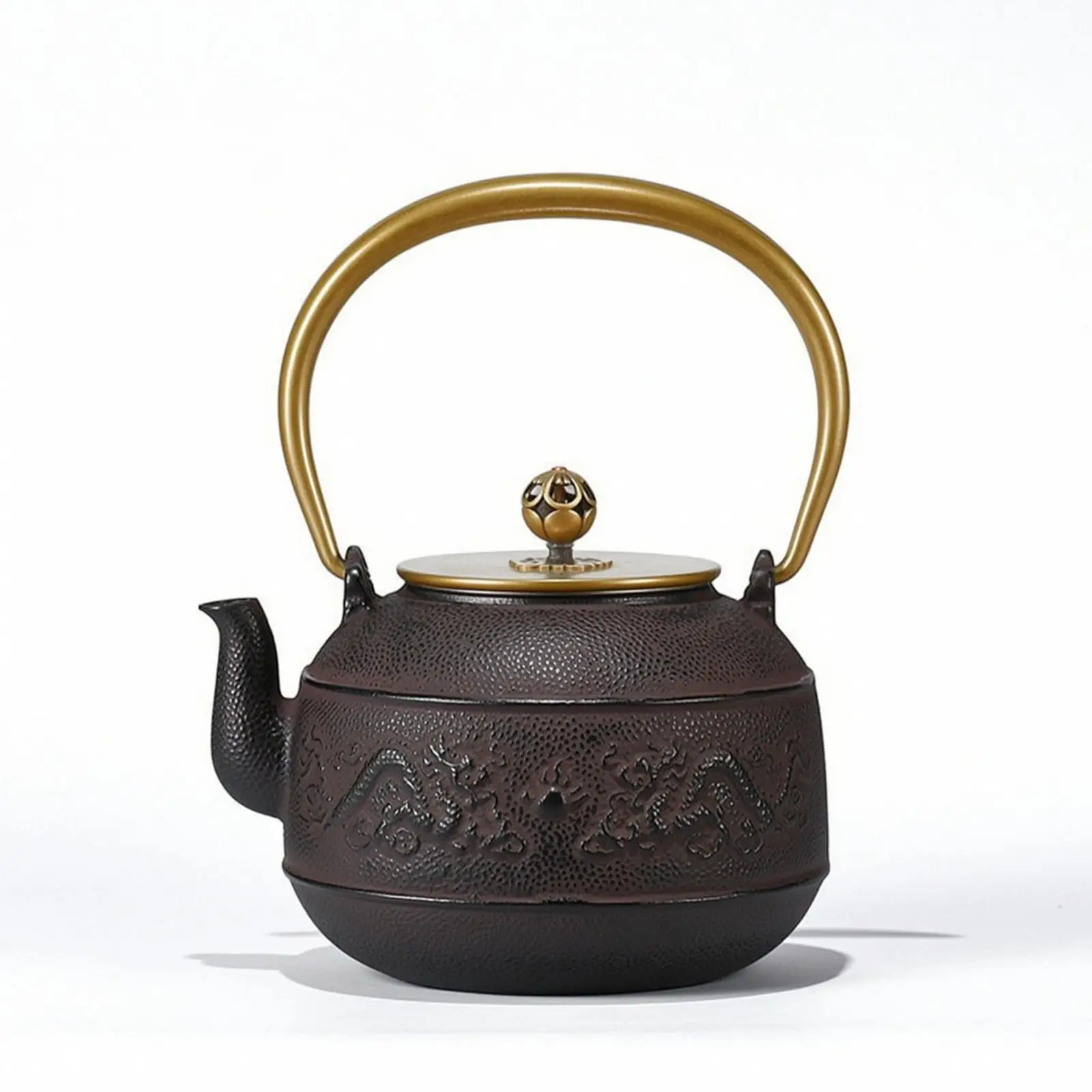 Cast Iron Kettle Kettle Embossed Iron Kettle with Strainer Loose Leaf Teapot