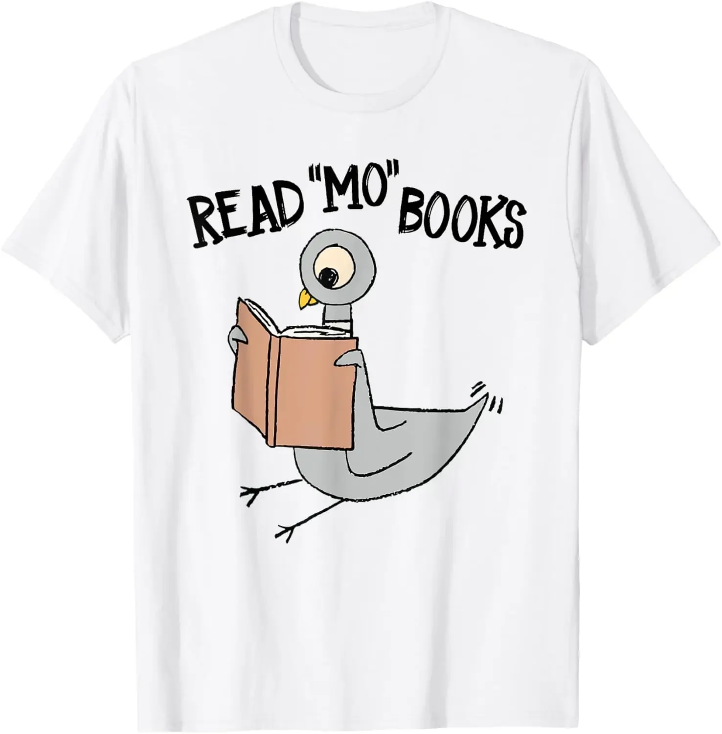 

Pigeon Read Mo Books Graphic Tee Breathable Short Sleeve Cotton Crew Neck T-Shirt Casual Trip Wear