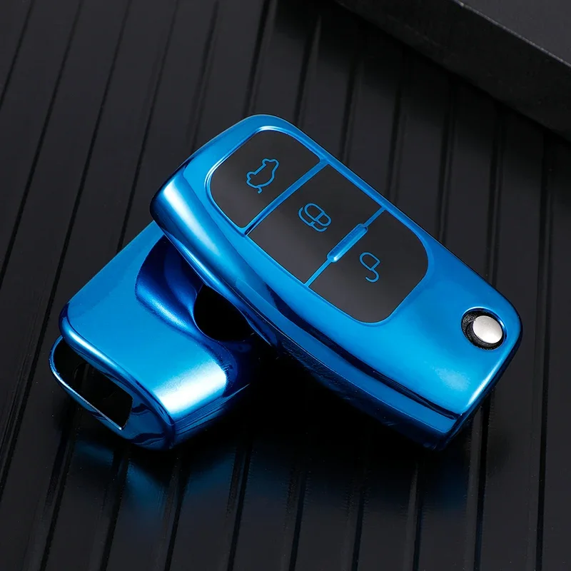 TPU Car Flip Key Case Cover For Ford Focus 2 MK2 Fiesta Mondeo Galaxy Falcon Territory Ecosport Shell Fob Protector