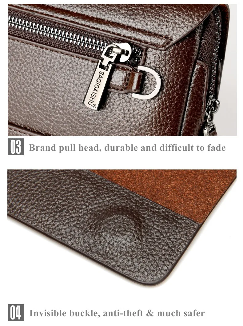 Men's Long Business Wallet PU Leather Buckle Zipper Handbag Mobile Bag Money Organizer Fashionable Casual Clutch for Men
