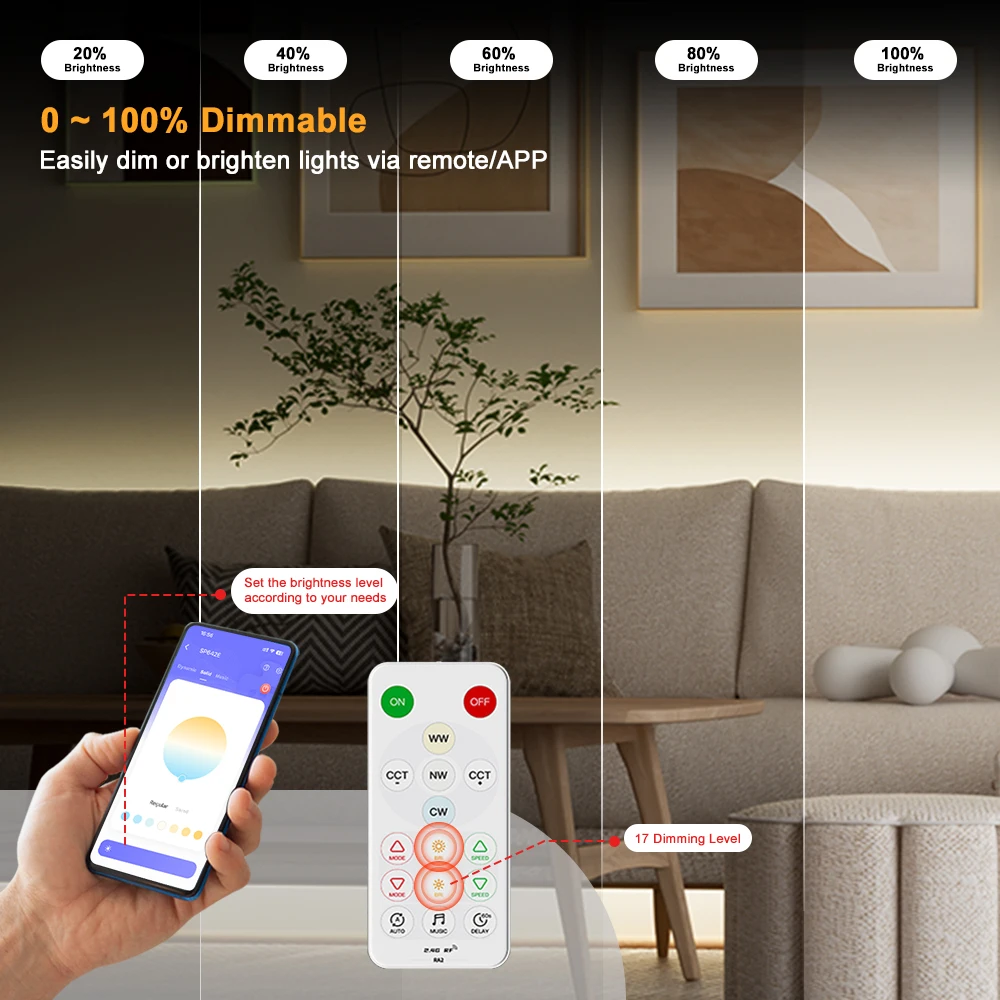 Gingsow 16 tasten controller für cct cob led streifen licht 2700k-6000k für farb temperatur wechsel app und rf fernbedienung