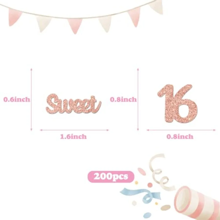 Sweet 16 Coriandoli Decorazioni per la tavola del 16° compleanno Happy Sweet 16 Coriandoli per feste Numero 16 Coriandoli da tavolo per il 16° compleanno Anni