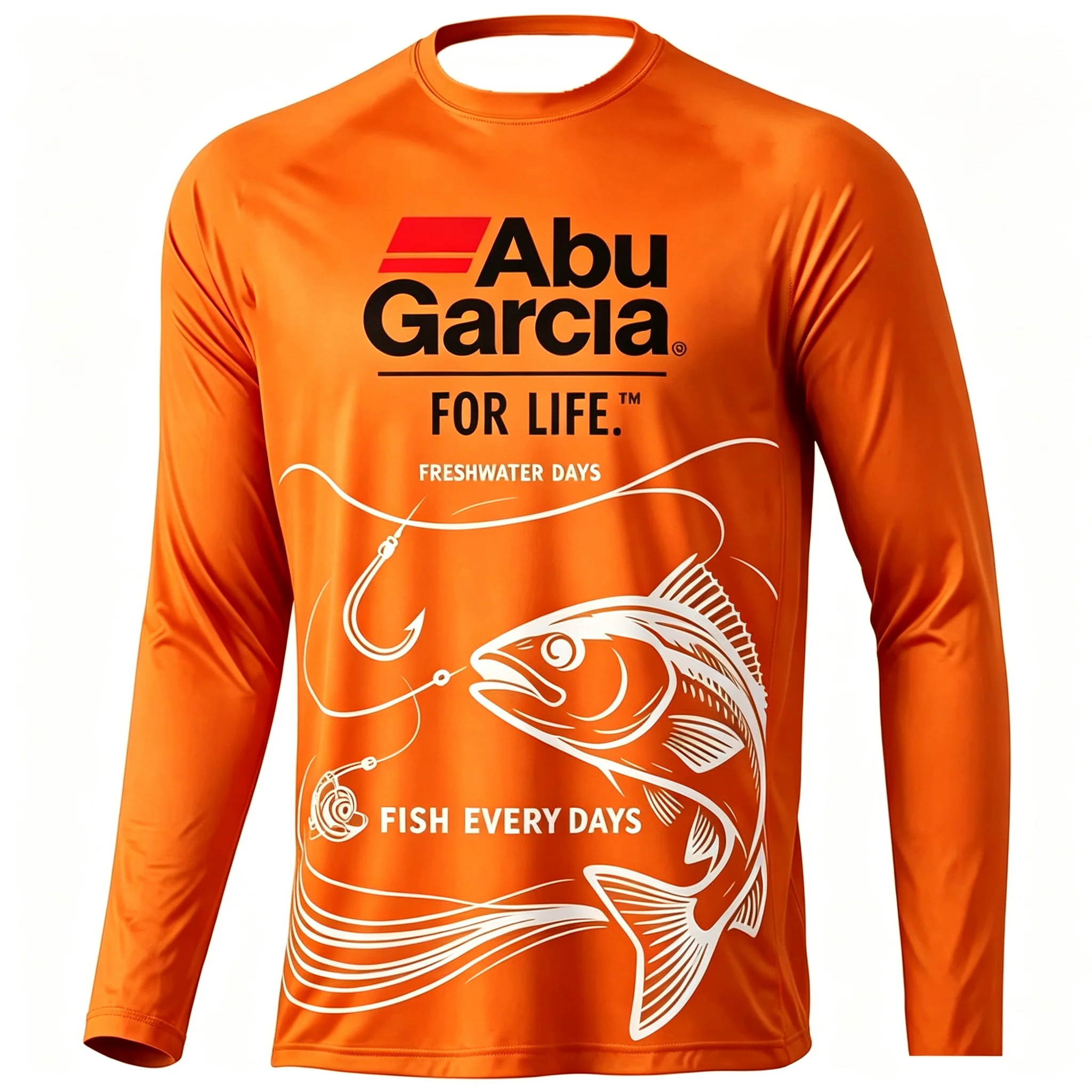 Herren Langarm-Angelhemd, lässiges Outdoor-Sportshirt mit Grafikdruck, Rundhals-Pullover, schnelltrocknendes T-Shirt – Detail 6