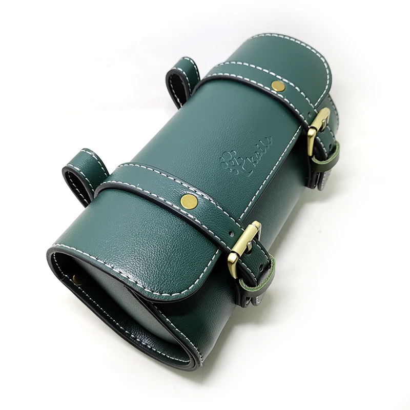 Q392 Bicycle Bags British Retro  Motorcycle Saddle Bags PU Leather Motorbike Side Tool Pouch Tail Bag Luggage Moto Universal