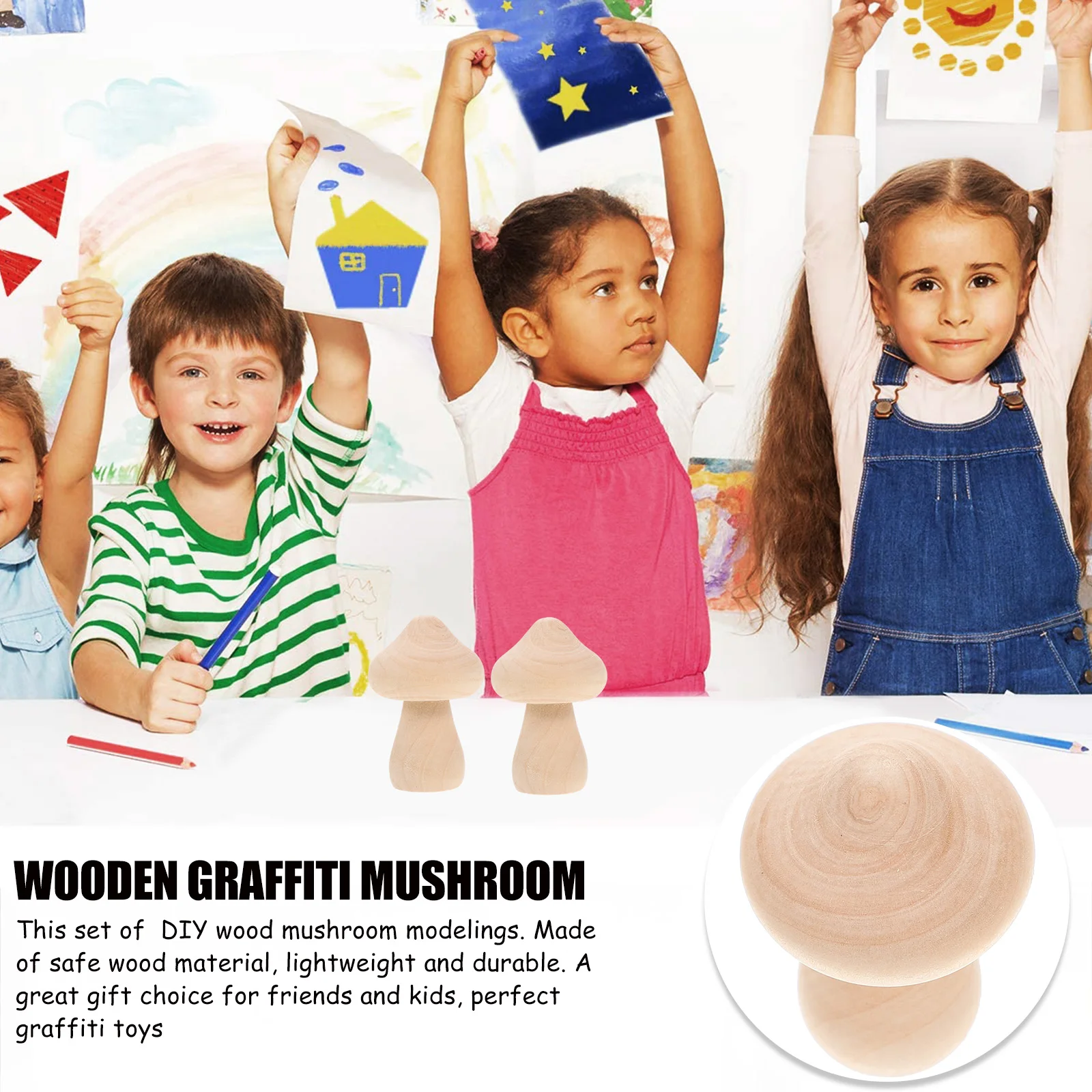 

10Pcs Blank Wooden Mushroom Set Unfinished Props for Painting Home Desktop Adornments Creative Gift Unfinished Mushroom Models