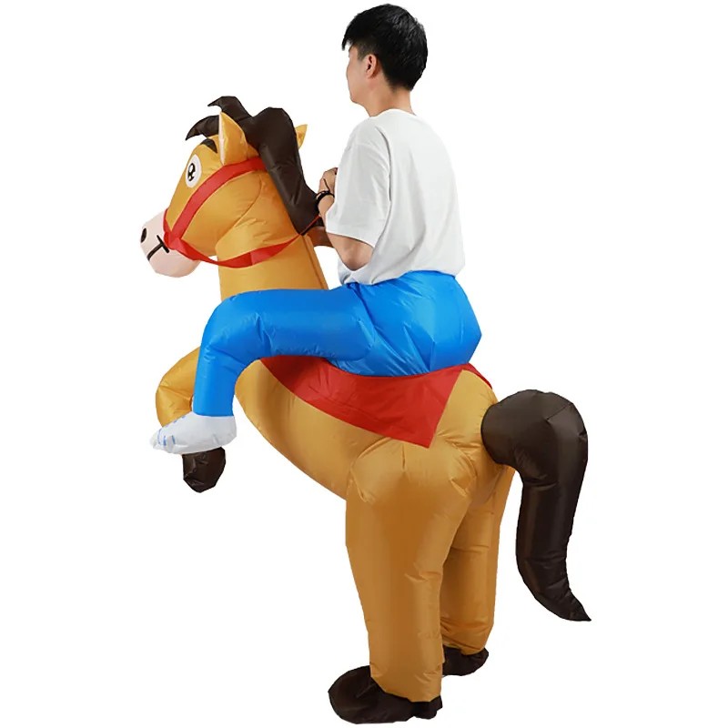 Disfraz de caballo inflable para adultos y niños, ropa inflable para fiesta de Halloween, Cosplay