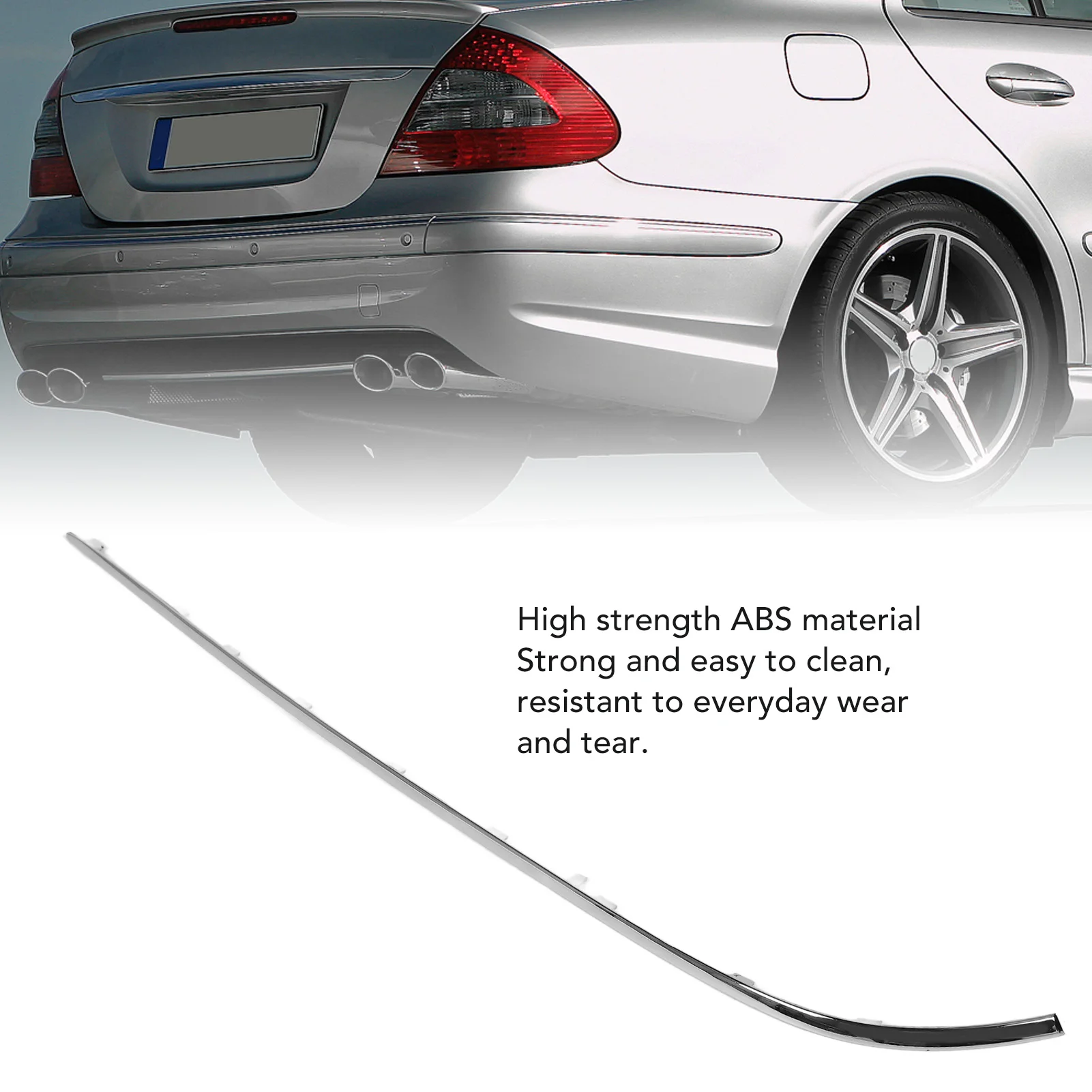 

Rear Bumper Chrome Trim Sturdy Construction Rear Bumper Side Molding Strip Replacement For Benz E‑Class W211 2007–2009 Left