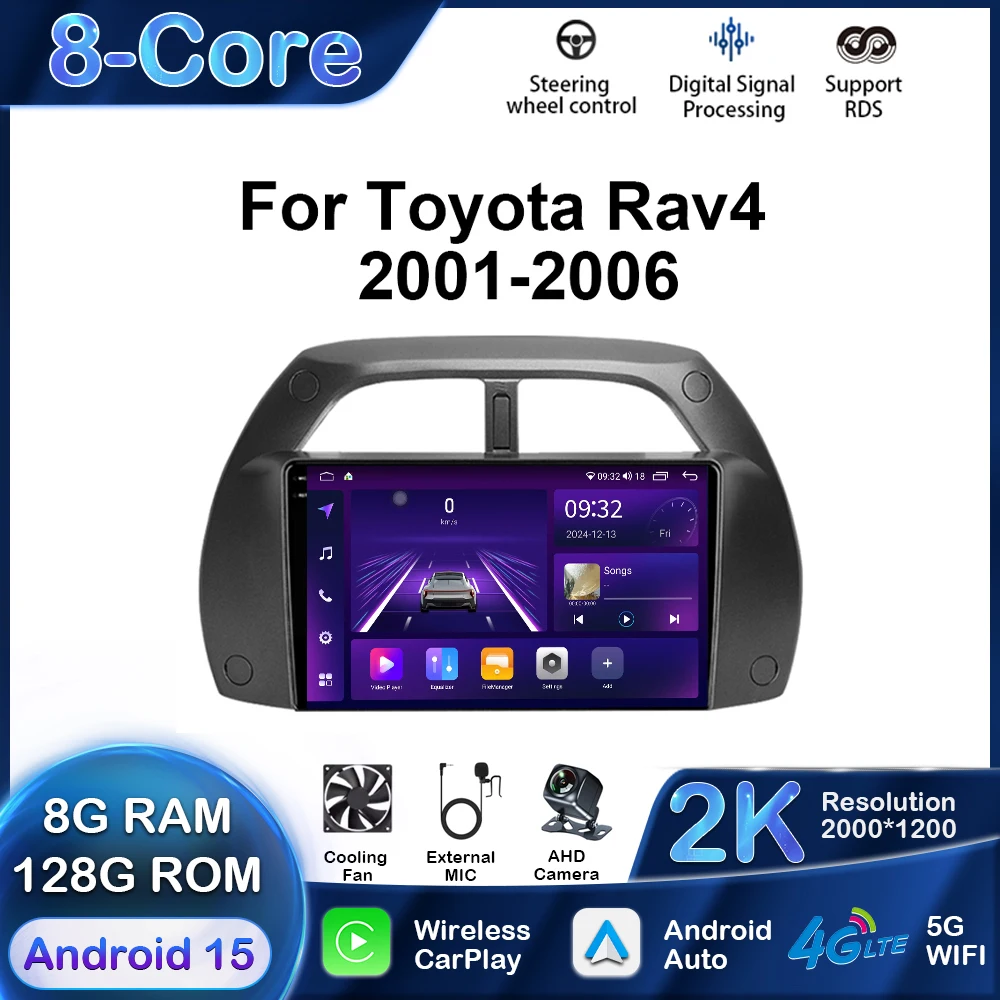 

For Toyota RAV4 RAV 4 2001 - 2006 Android Stereo DSP QLED Car Radio Multimedia Video Player GPS Navigation Wireless Carplay Auto