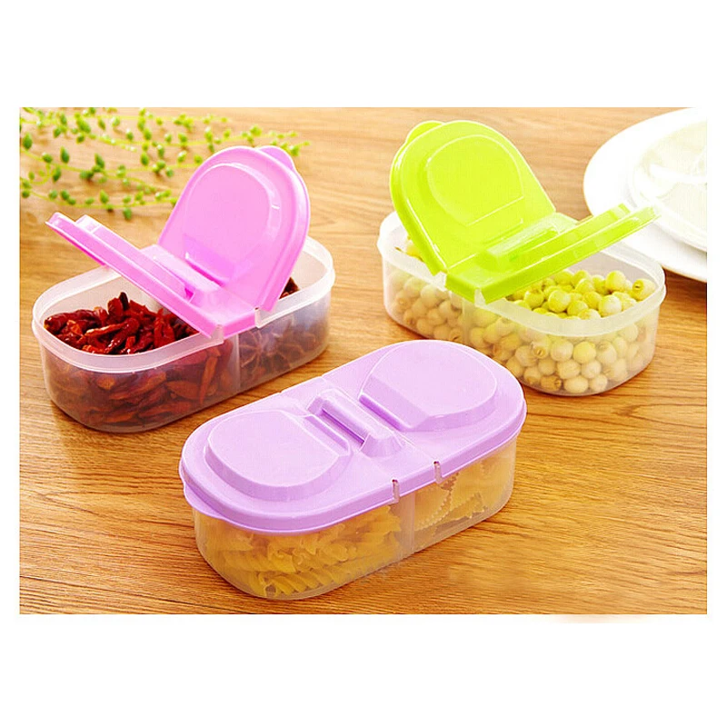 Double Plastic Food Container Portable Lunch Box Capacity Camping Picnic Food Fruit Container Storage Box For Kids Dinnerware