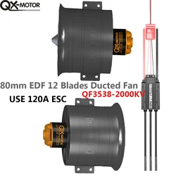 QX-MOTOR QF3538 80mm EDF 12 ostrzy wentylator kanałowy 2000KV CWCCW z 6S 120A ESC dla RC zdalnie sterowany zabawki części modelu