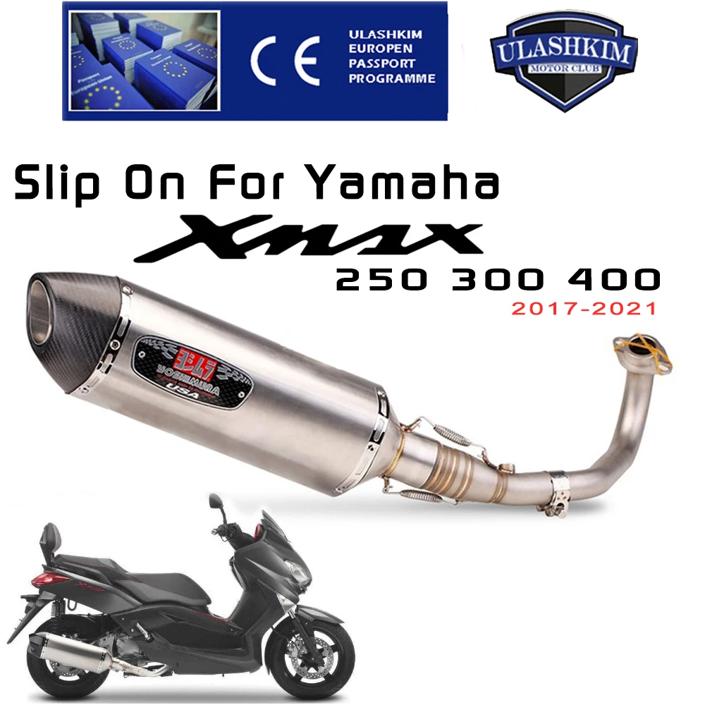 

Motorcycle Slip On 2017 2021 For Yamaha XMAX300 XMAX250 XMAX400 Motorcycle Full System Exhaust Muffler Escape Middle Link Pipe