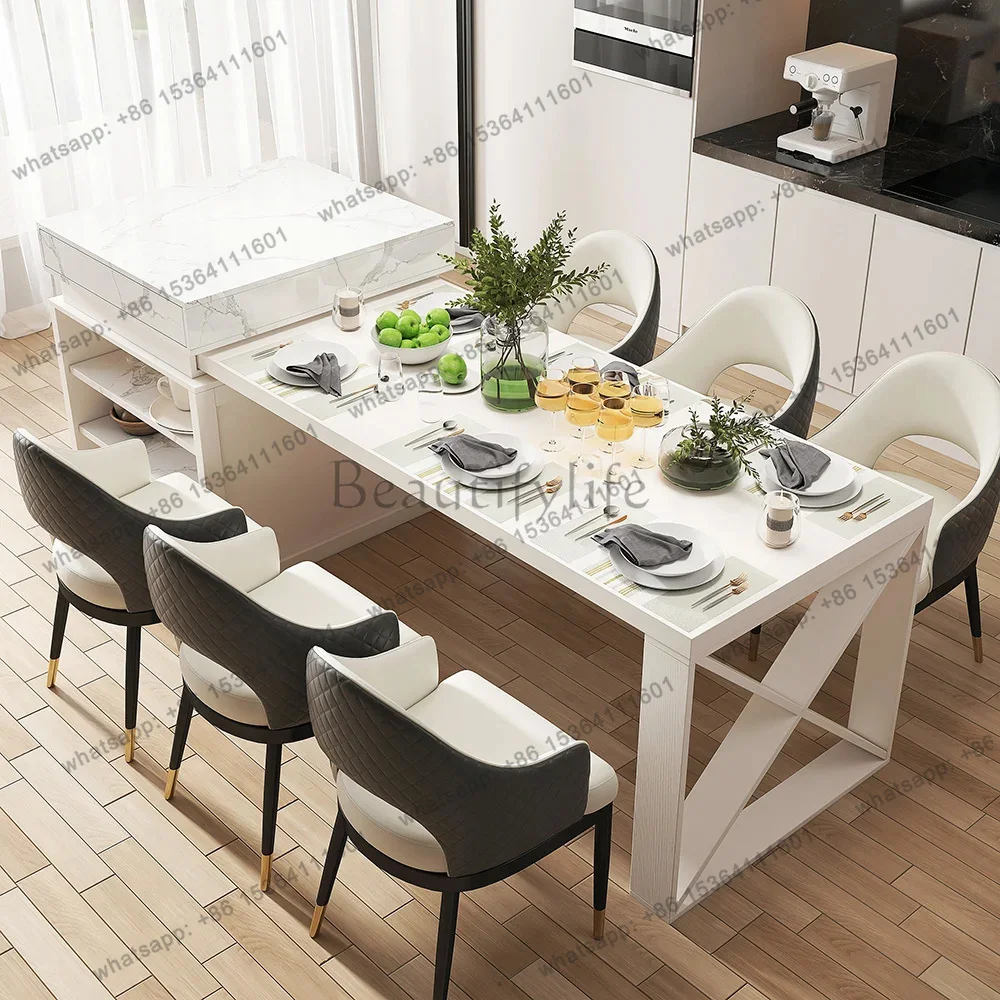 

Раздвижной кухонный остров 73-93 дюйма с местом для хранения, кухонный шкаф-стол для столовой