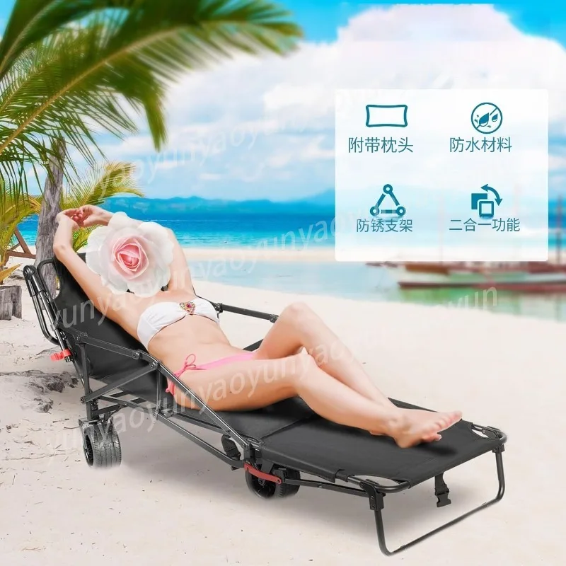 Multifunctional Camping Cart Foldable Camp Cart Instantly Transforms Into Reclining Chair and Military Bed with Large Capacity