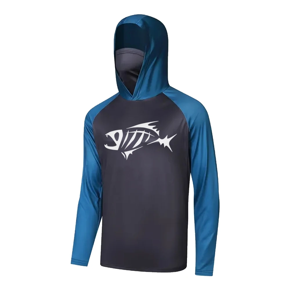 Fishing Hoodie Shirts with Mask Men Long Sleeve Sweatshirt Uv Protection Moisture Wicking Fishing Clothing
