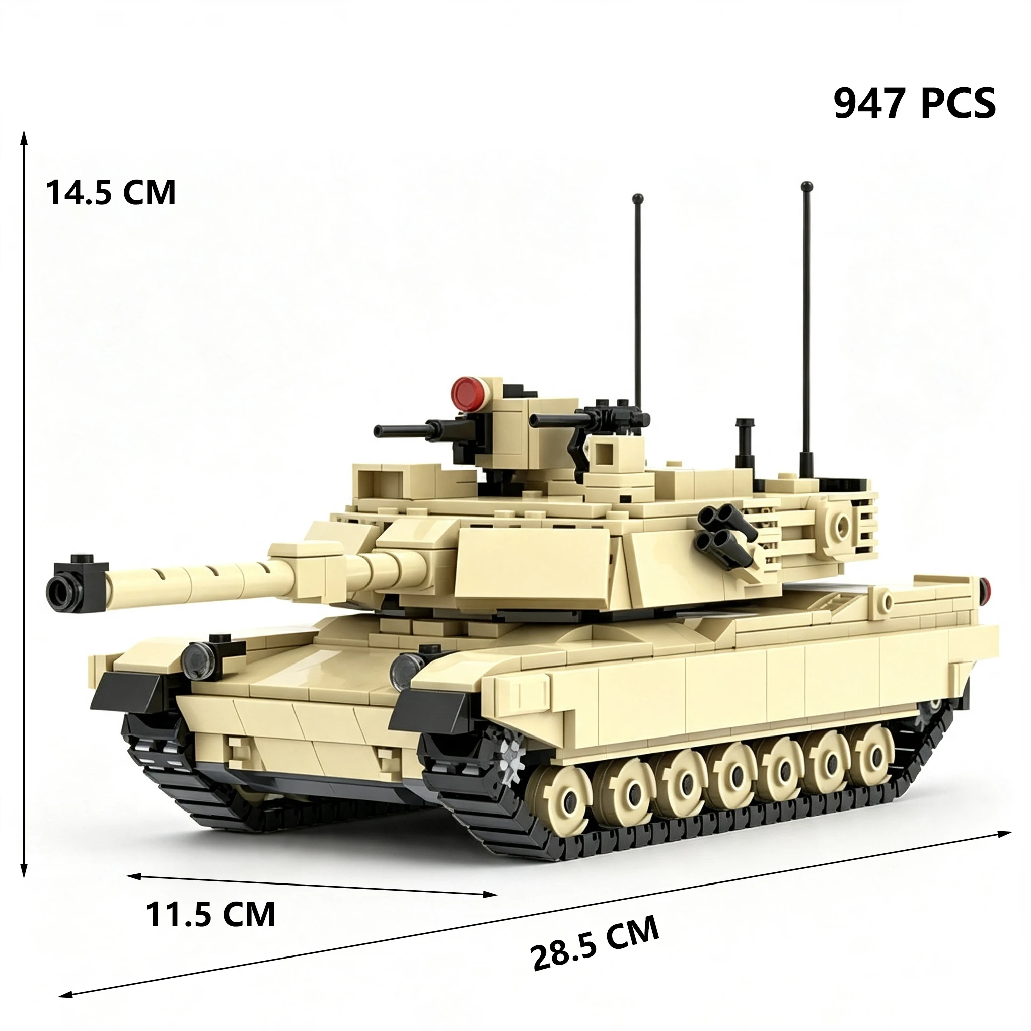 hot MOC creator WWII military war Technology weapons vehicles building blocks US army M1A2 heavy tank bricks model toys for gift