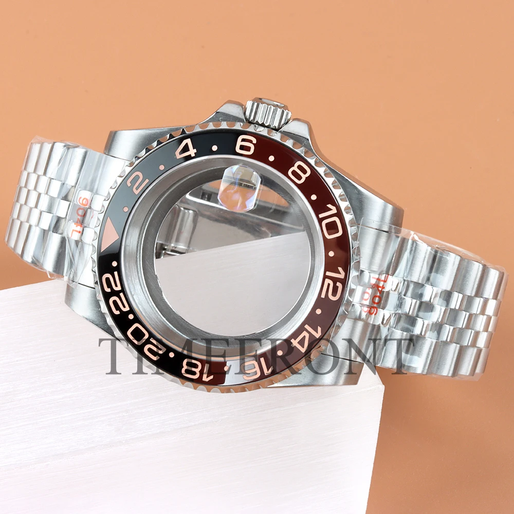 Fit Modified Seiko NH35 40MM Watch Case Classic 24 Hours Ceramic Bezel For GMT NH34 NH35 NH36 NH38 Movement 28.5mm Dial Jubilee image 3