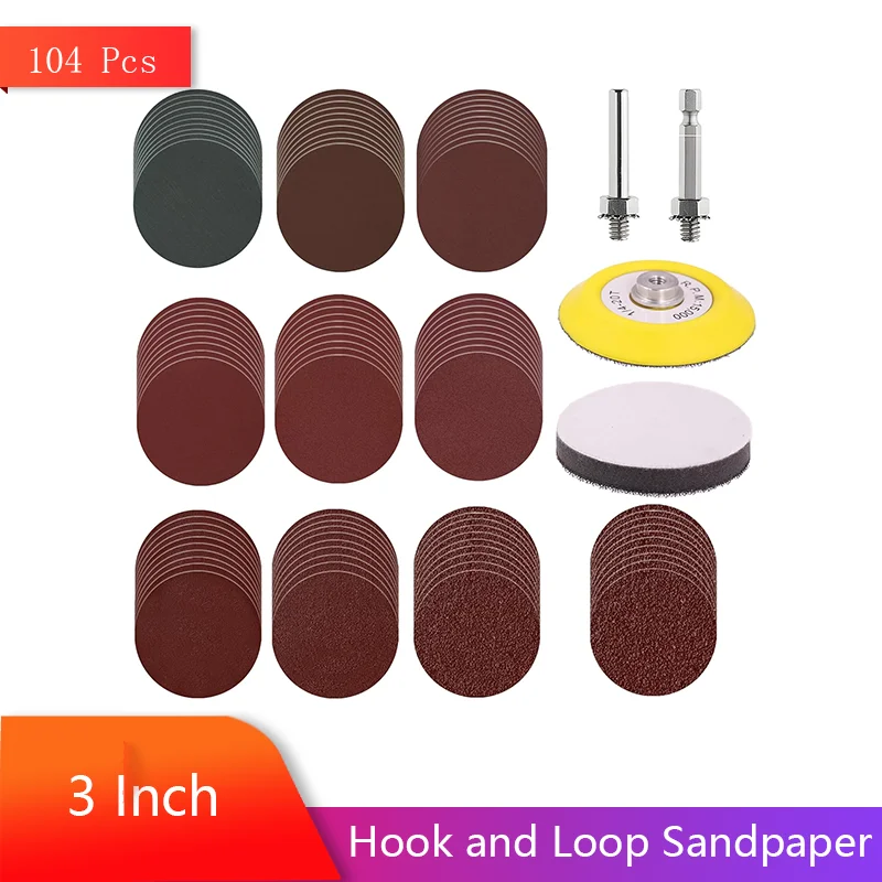 3 Inch Hook and Loop Sandpaper with 1/4