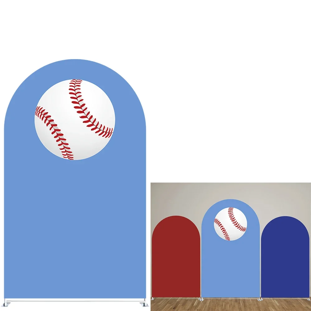 Blue Red Solid Color Baseball  Arch Backdrop Covers for  Sport Theme Birthday Party, Newborn Photograph Decoration Props