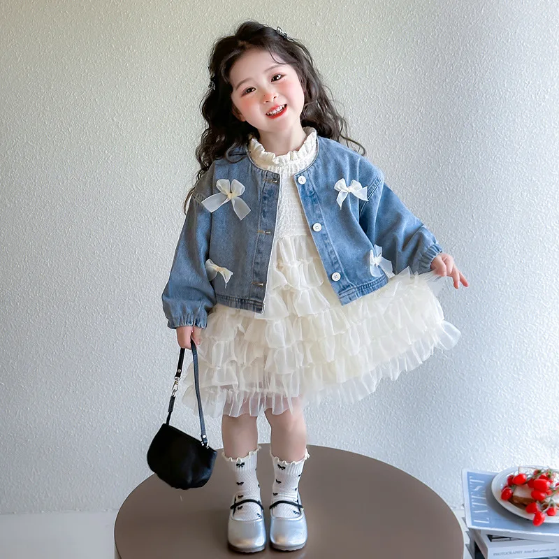 

Girls Spring Denim Dress Suit2025New Children's Fashion Princess Two-piece Set Baby Girl Clothes Trendy