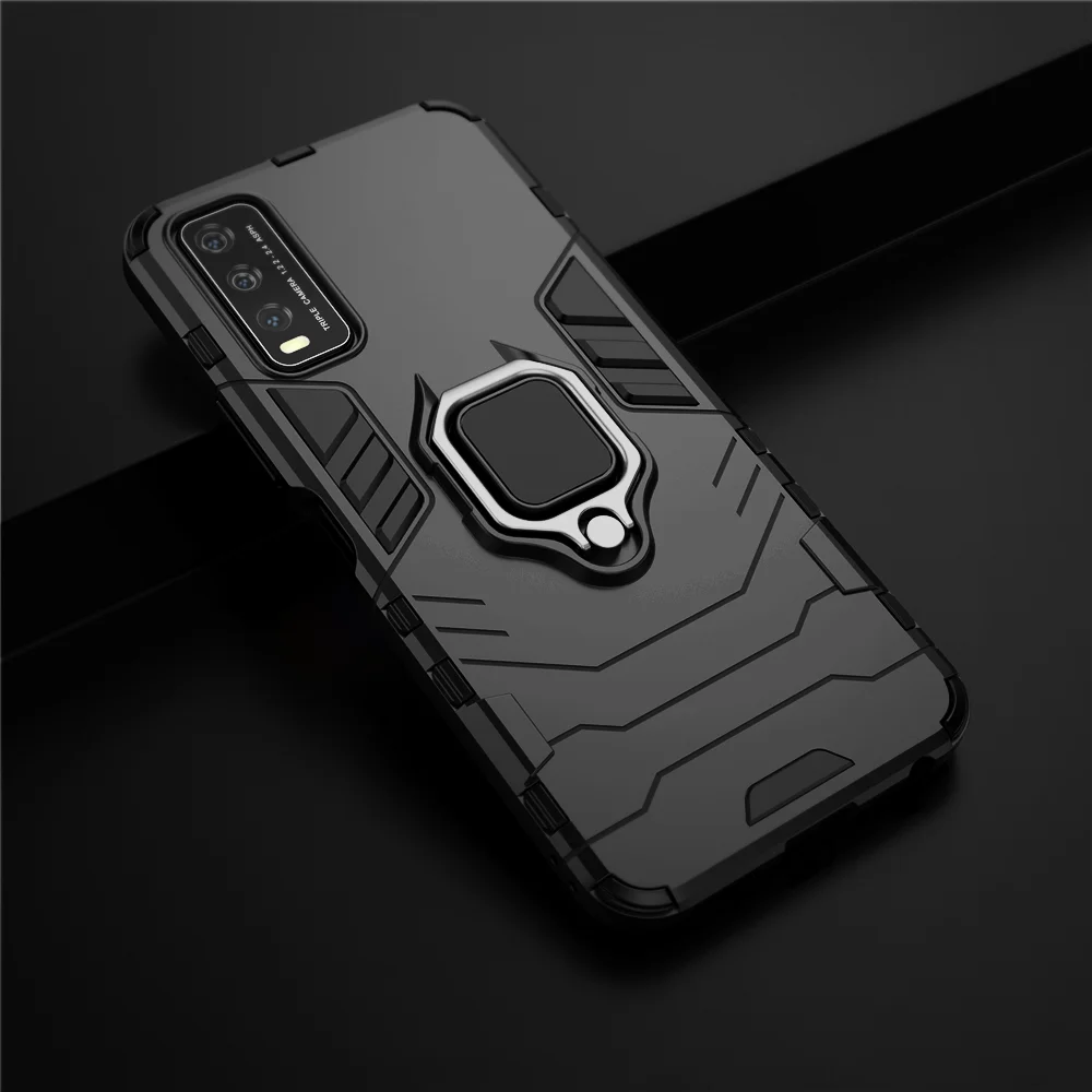 Phone Holder Finger Ring Case For Vivo Y20 Case V2029 Magnetic Armor Shockproof Cover on the For Vivo Y20 Y20i 6.51