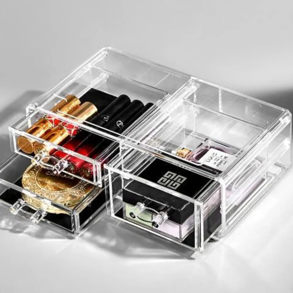 Home Office Storage Transparent Drawer Storage Box Office Supplies Desk Accessories Acrylic Mask Lipstick Watch Jewelry Box