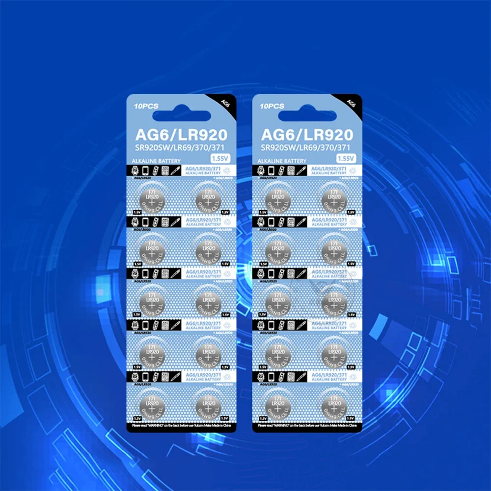 2-50PCS AG6 371 SR920SW LR920 SR927 171 370 L921 LR69 SR920 1.55V Coin Battery For Watch Toys Remote Button Cell Button Battery