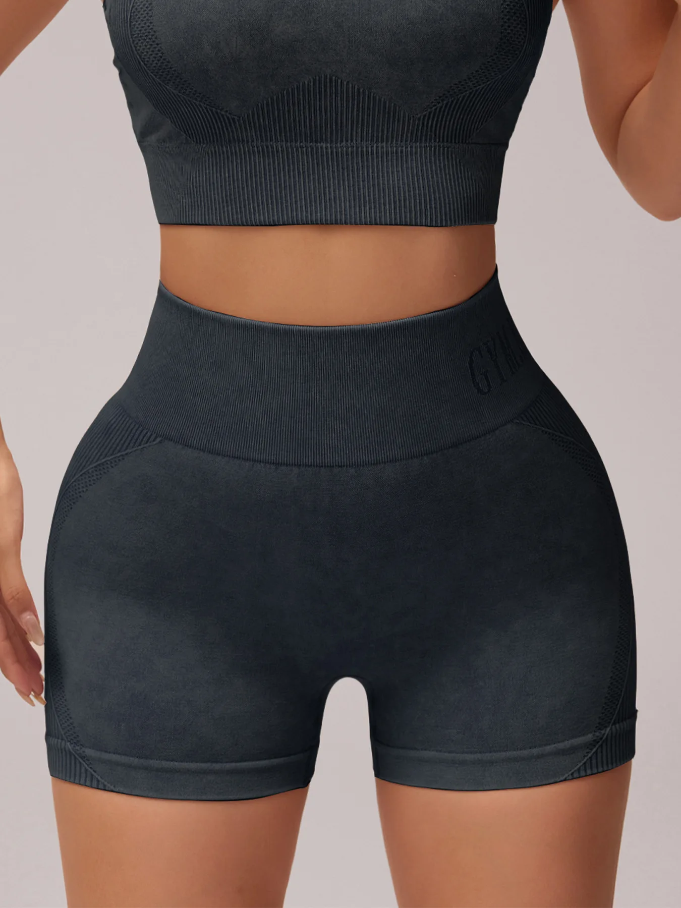 Damen Sand-Wash High-Waist Yoga-Shorts mit Bauchkontrolle und Po-Lifting-Effekt, Hochelastische Slim-Fit Sporthose für Laufen, Fitness und Workout – Detail 13