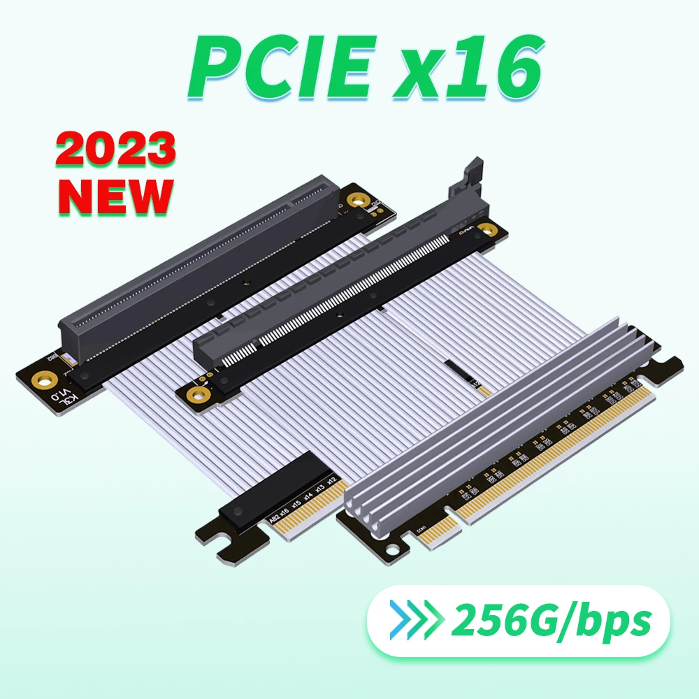 

2023 NEW ADT PCIe 4.0 5.0 X16 To X16 Graphics Video Card Extension Cable Riser PCI-e PCI Express 16x 256G/bps (Max.) 10cm - 1m