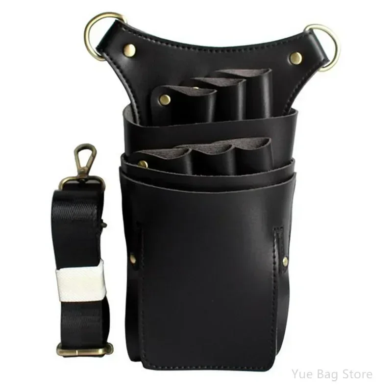 Professional 6 Pocket PU Leather Hair Scissors Bag Hairdressing Shears Holder Bag Barber Salon Holster Pet Scissors Pouch