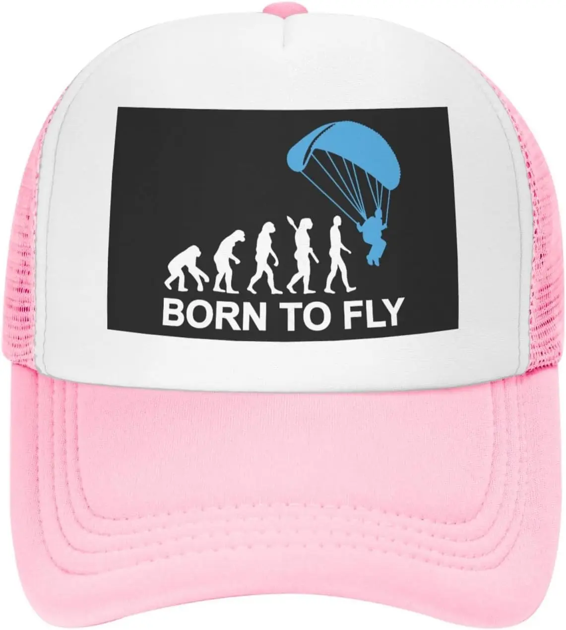 Paragliding-Evolution-Born-to-Fly-Trucker-Hat-Unisex-Mesh-Snapback-Cap-Outdoor-Casual