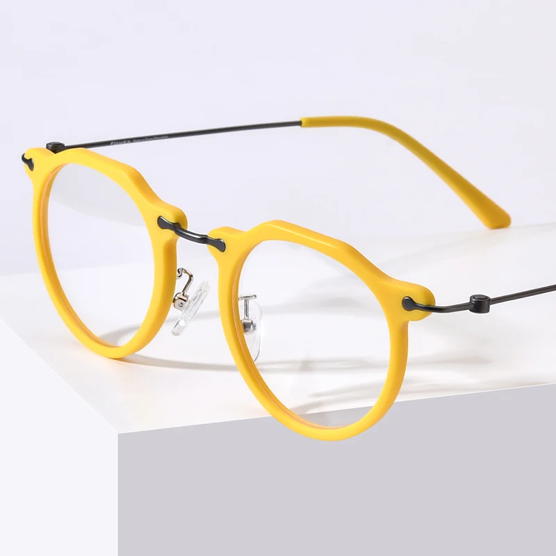 FONEX 아세테이트 티타늄 안경 프레임 여성 새로운 브랜드 디자인 빈티지 레트로 라운드 안경 남성 안경 일본 안경 85905