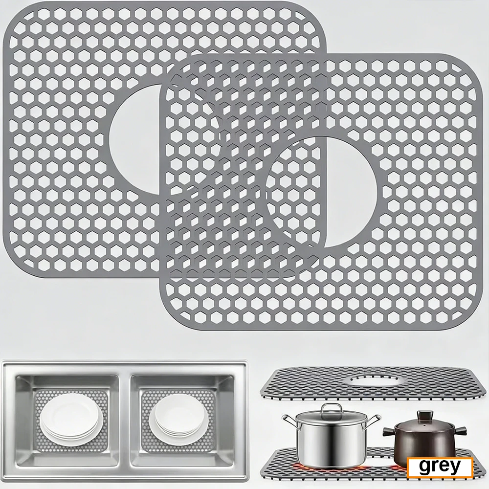 Silicone Kitchen Drain Mat 1PC Non-slip Anti-scald Drying Pad For Tableware Pots Dishes Countertop Protection Utensils