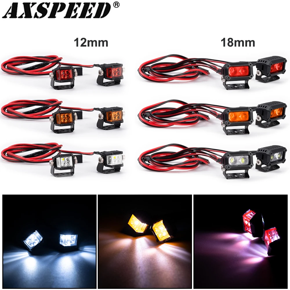 AXSPEED LED-Leuchten Scheinwerfer Rücklicht Nachtscheinwerfer 12/18 mm für Axial SCX10 TRX4 1/10 RC Crawler Car Upgrade-Teile